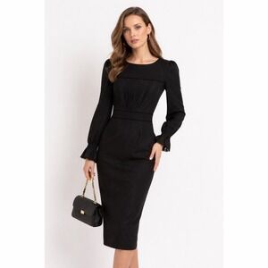 NWT‎ BGL Belong Genteel Light Wool Black Long Sleeve Midi Dress